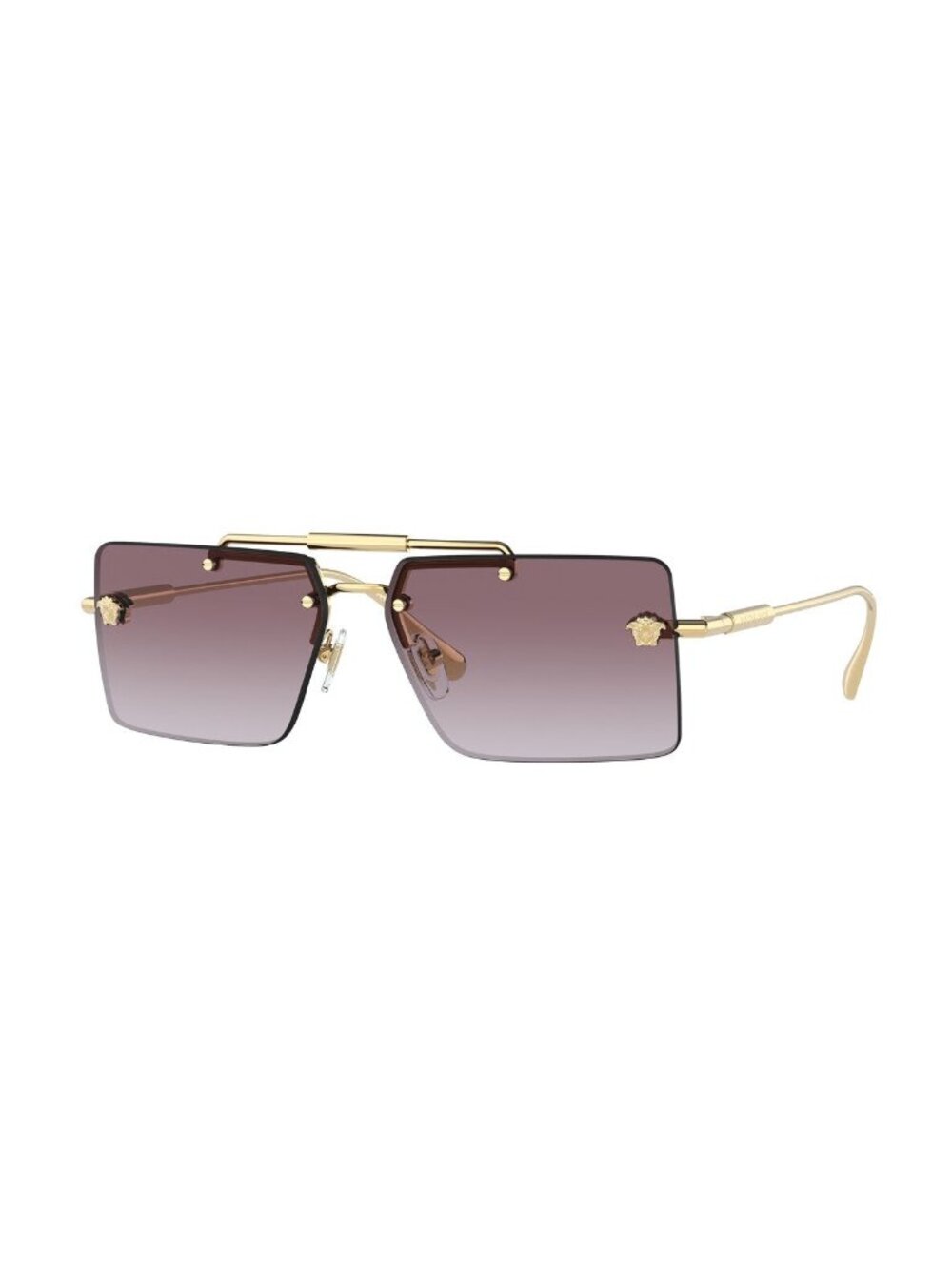 New Versace Women's Sunglasses Gold Square Purple Lens Metal Frame VE2245 10028H